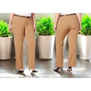 NWT Charter Club Gorgeous 18W Plus Sz Belted Tummy-Control Beige Trousers Pants